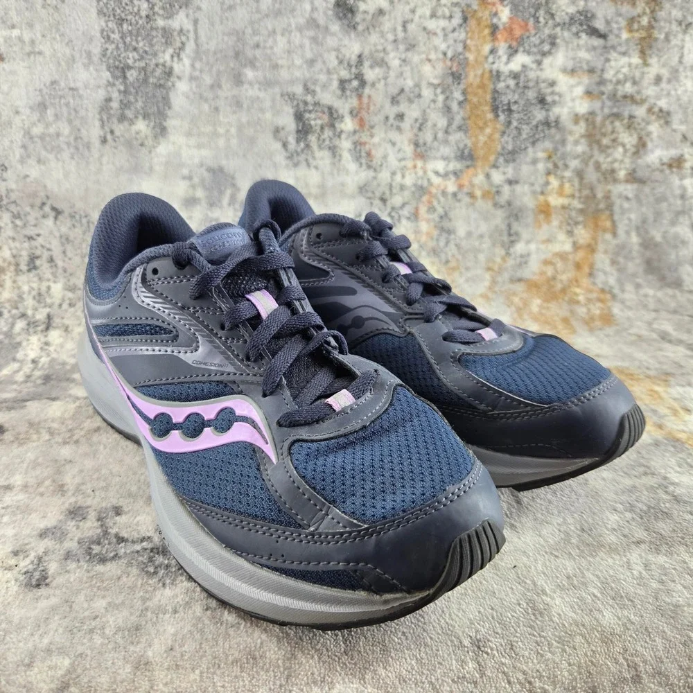Saucony Cohesion 17 Running Shoes Womens‎ 8.5 Wide Navy Blue Lilac S10944-209